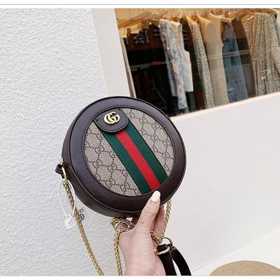 Mới Túi Đeo Chéo Gucci Hình Tròn Phối Dây Xích Phong Cách Cổ Điển Thời Trang Cho Nữ nf1