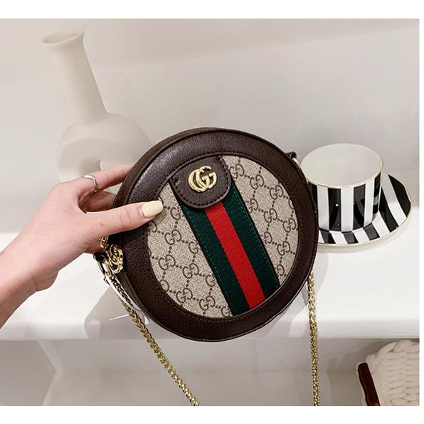 Mới Túi Đeo Chéo Gucci Hình Tròn Phối Dây Xích Phong Cách Cổ Điển Thời Trang Cho Nữ nf1