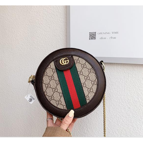 Mới Túi Đeo Chéo Gucci Hình Tròn Phối Dây Xích Phong Cách Cổ Điển Thời Trang Cho Nữ nf1