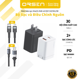 Orsen Đầu Sạc Nhanh 2 Cổng c10 / s51 / s8 30w gan qc 3.0 Cho laptop| Dây Cáp Sạc Nhanh 100% Chính Hãng Cho