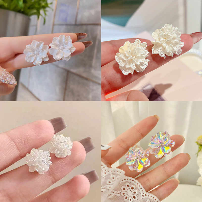 Bông Tai Bạc Hình Hoa Đơn Giản Tươi Mới Dễ Phối Đồ Cho Nữ