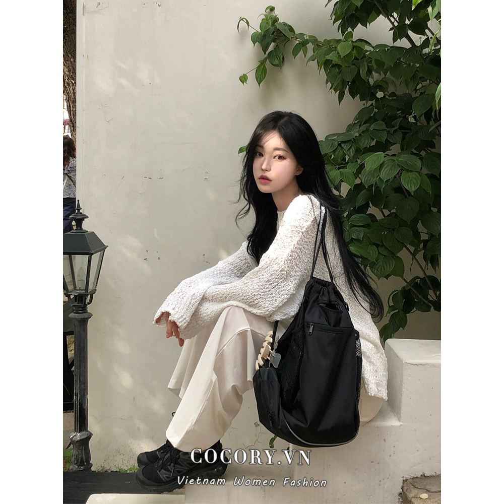 Cocory vn Áo sweater Cổ Chữ V Phối Màu Sắc Hỗn Hợp Phong Cách Hàn Quốc Gợi Cảm Cho Nữ