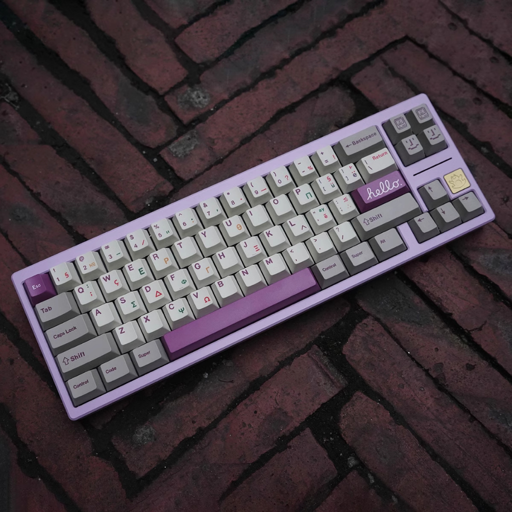 Retro Tím Hy Lạp Keycaps, 147 Phím Keycaps PBT Anh Đào Hồ Sơ DYE-SUB Cá Tính GMK Keycaps Cho Bàn Phím Cơ