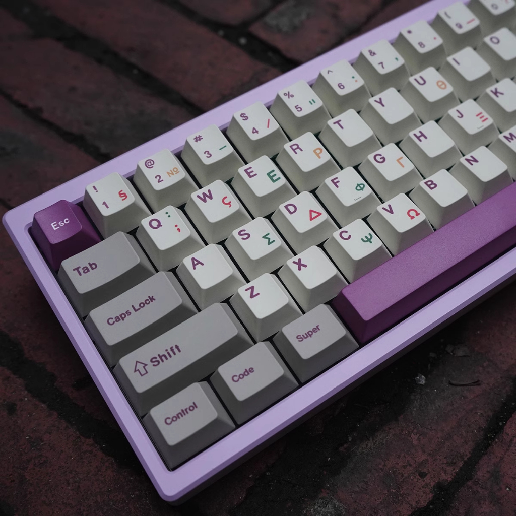 Retro Tím Hy Lạp Keycaps, 147 Phím Keycaps PBT Anh Đào Hồ Sơ DYE-SUB Cá Tính GMK Keycaps Cho Bàn Phím Cơ