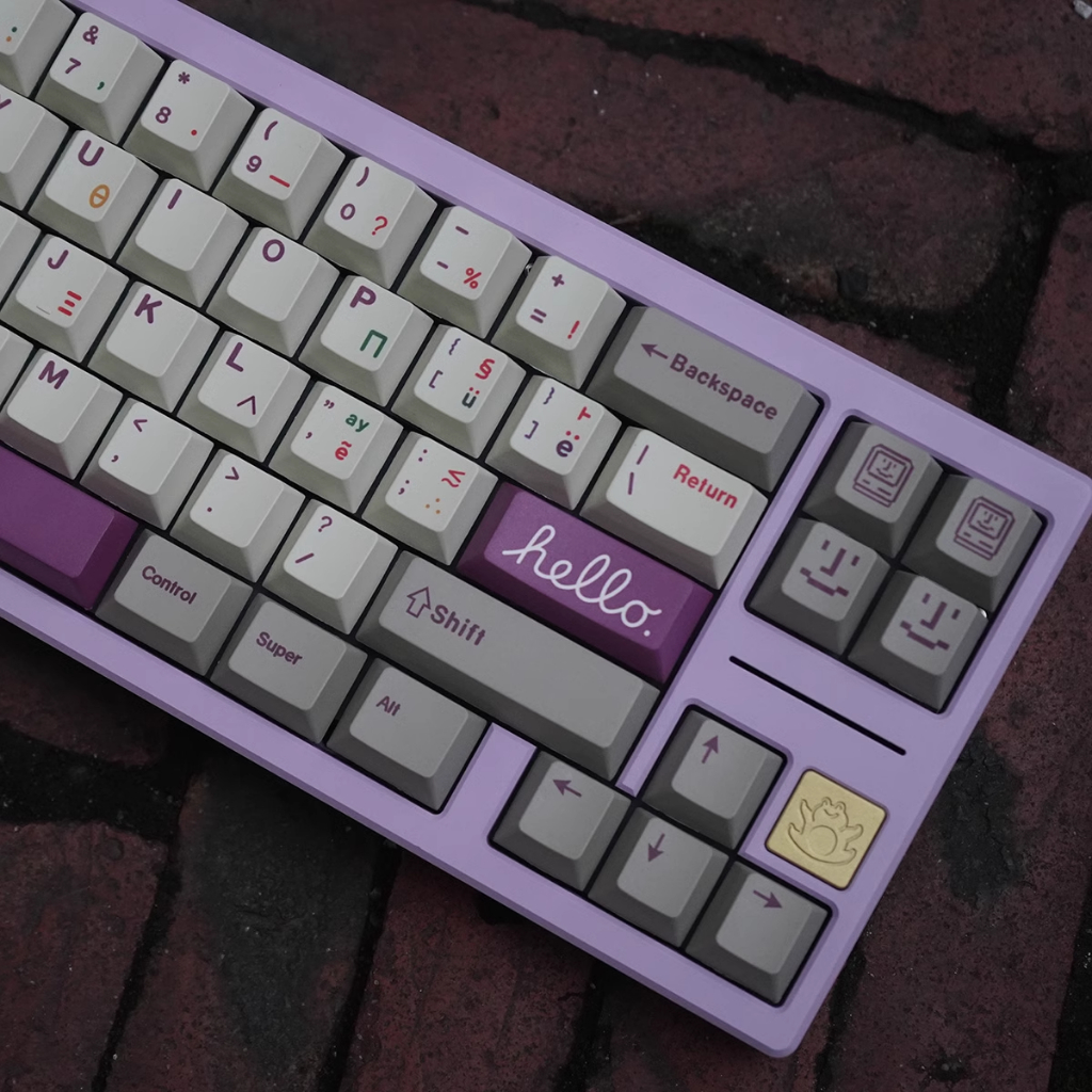 Retro Tím Hy Lạp Keycaps, 147 Phím Keycaps PBT Anh Đào Hồ Sơ DYE-SUB Cá Tính GMK Keycaps Cho Bàn Phím Cơ