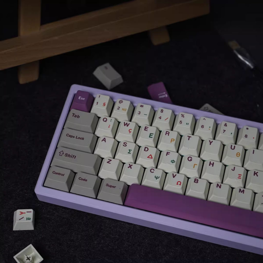 Retro Tím Hy Lạp Keycaps, 147 Phím Keycaps PBT Anh Đào Hồ Sơ DYE-SUB Cá Tính GMK Keycaps Cho Bàn Phím Cơ