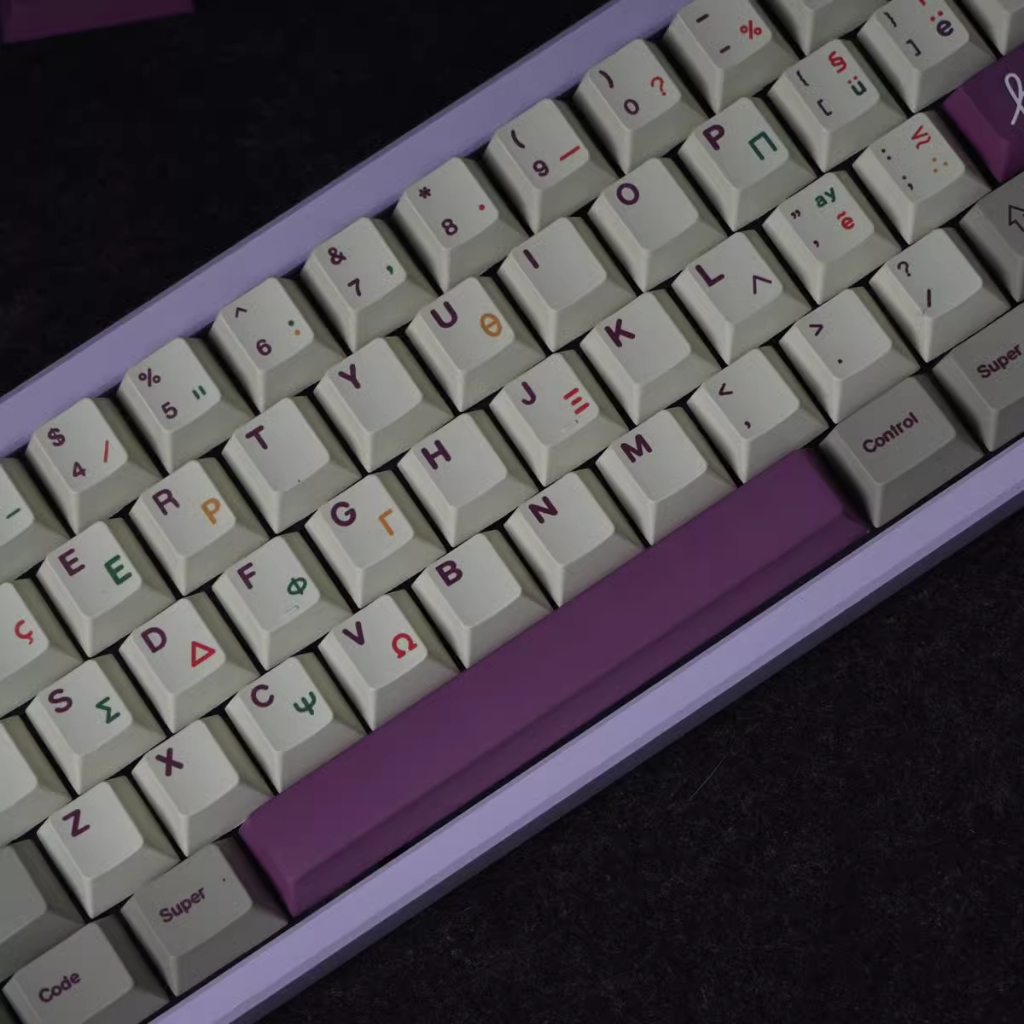 Retro Tím Hy Lạp Keycaps, 147 Phím Keycaps PBT Anh Đào Hồ Sơ DYE-SUB Cá Tính GMK Keycaps Cho Bàn Phím Cơ