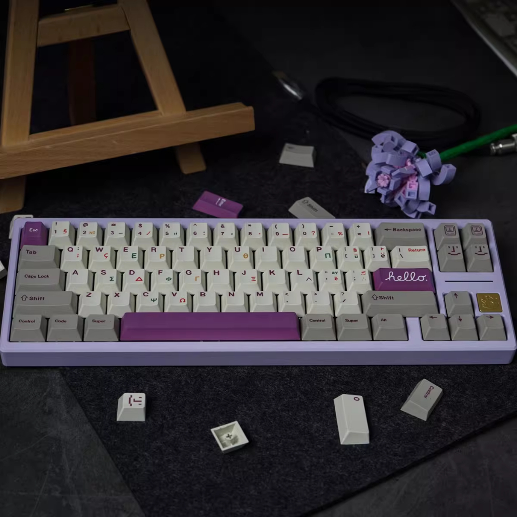 Retro Tím Hy Lạp Keycaps, 147 Phím Keycaps PBT Anh Đào Hồ Sơ DYE-SUB Cá Tính GMK Keycaps Cho Bàn Phím Cơ