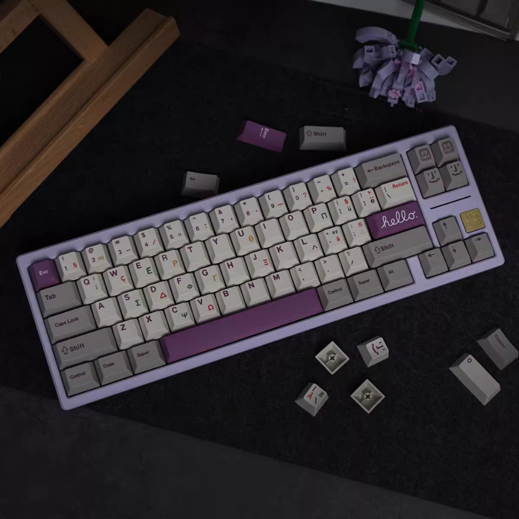 Retro Tím Hy Lạp Keycaps, 147 Phím Keycaps PBT Anh Đào Hồ Sơ DYE-SUB Cá Tính GMK Keycaps Cho Bàn Phím Cơ