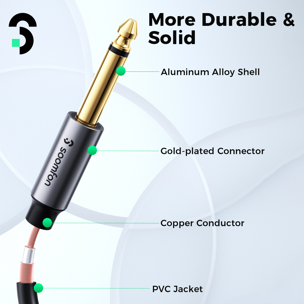 Soomfon Cáp Chuyển Đổi 6.35mm Sang 2 rca 1 / 4 inch ts Chuyên Dụng Cho Máy Trộn / Loa tv