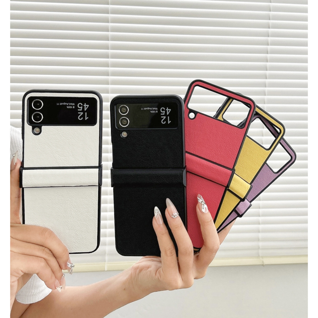 Ốp Bao Da Điện Thoại Nắp Lật Siêu Mỏng 3 Trong 1 Cho samsung galaxy z flip 5 4 3 flip5 flip4 flip3