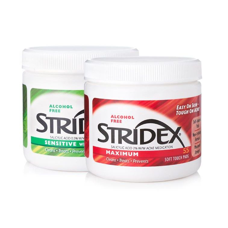 Stridex Anti-Acne Wipes Salicylic Acid 0.5% / 2% BHA Miếng làm sạch lỗ chân lông nhẹ nhàng