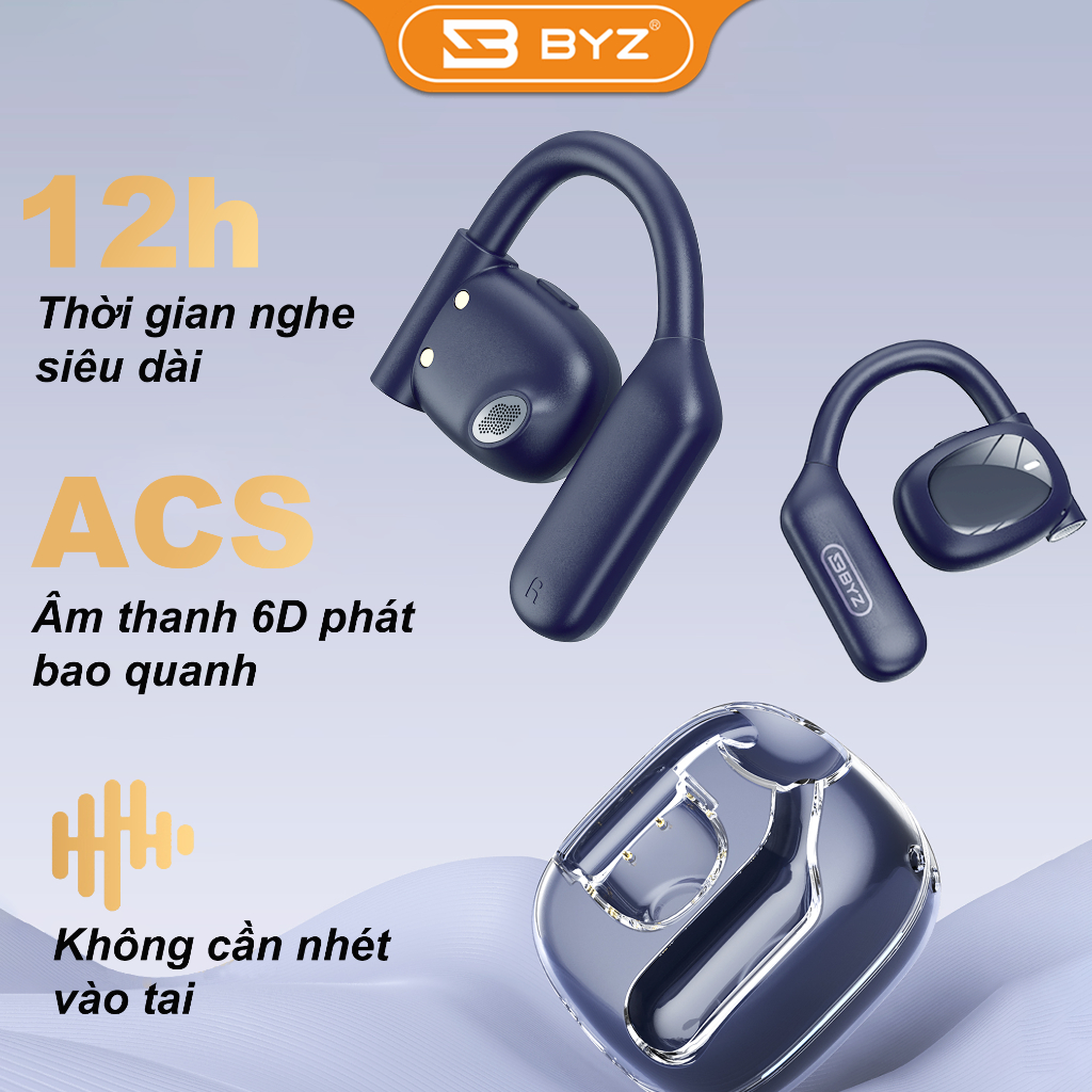 Tai nghe bluetooth không dây không nhét tai BYZ S600 có micro chống Ồn Pin lâu 800mAh