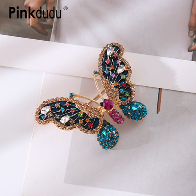 Pinkdudu Ghim Cài Áo Hợp Kim Hình Bướm Đính Đá Nhiều Màu Sắc Phong Cách retro unisex pd1580
