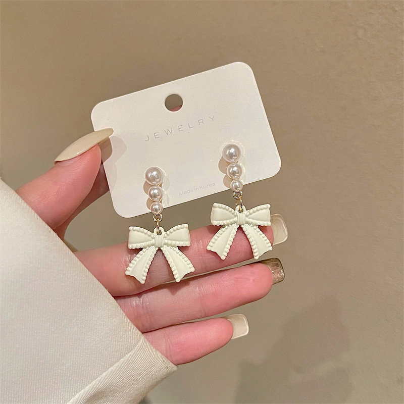 beautycoco🍊Đôi Bông Tai Hình Hoa/Nơ Đính Ngọc Trai Xinh Xắn Cho Nữ