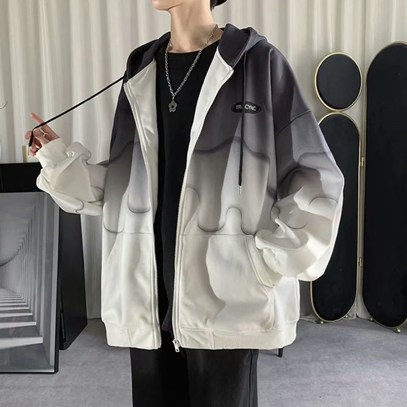 Áo Khoác Hoodie Dáng Rộng Màu gradient Phong Cách Hàn Quốc Thời Trang Mùa Thu Cho Nam