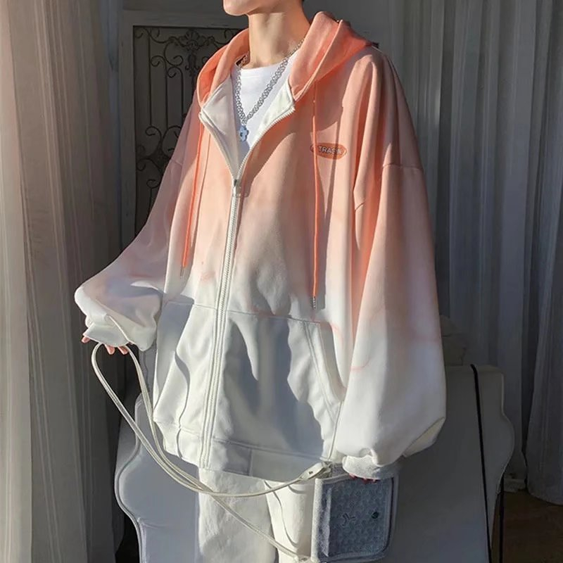 Áo Khoác Hoodie Dáng Rộng Màu gradient Phong Cách Hàn Quốc Thời Trang Mùa Thu Cho Nam