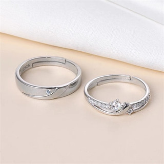 Nhẫn Cặp Mạ Bạc 925 Đính Đá Độc Đáo Thời Trang