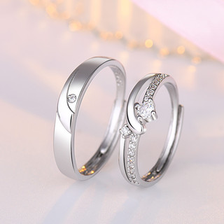 Nhẫn cặp mạ bạc 925 đính đá độc đáo thời trang