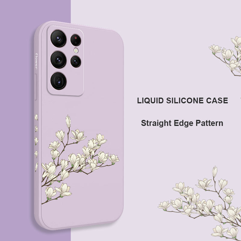 Bao Da Điện Thoại Họa Tiết Hoa Lan Trắng Cho samsung galaxy s23 s22 fe ultra plus 5g Ốp