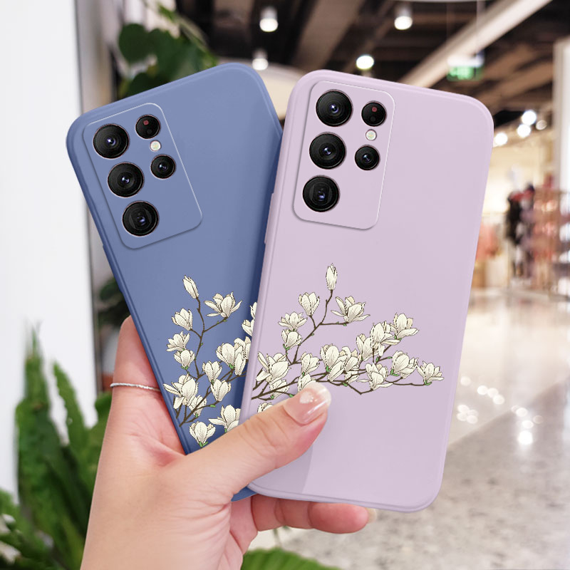 Bao Da Điện Thoại Họa Tiết Hoa Lan Trắng Cho samsung galaxy s23 s22 fe ultra plus 5g Ốp