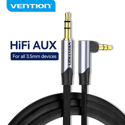 Dây Cáp Âm Thanh Vention AUX 3.5mm Cho Xe Hơi Nối Giắc Cắm Với Giắc Cắm Cong Góc Phải 90 Độ Dành Cho Tai Nghe/Loa