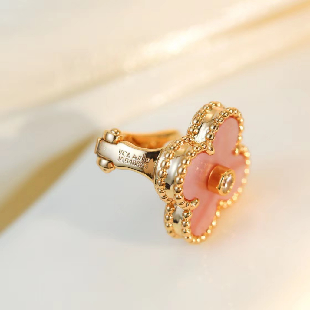 Vca Bông Tai Cỏ Bốn Lá Đính Kim Cương Giả