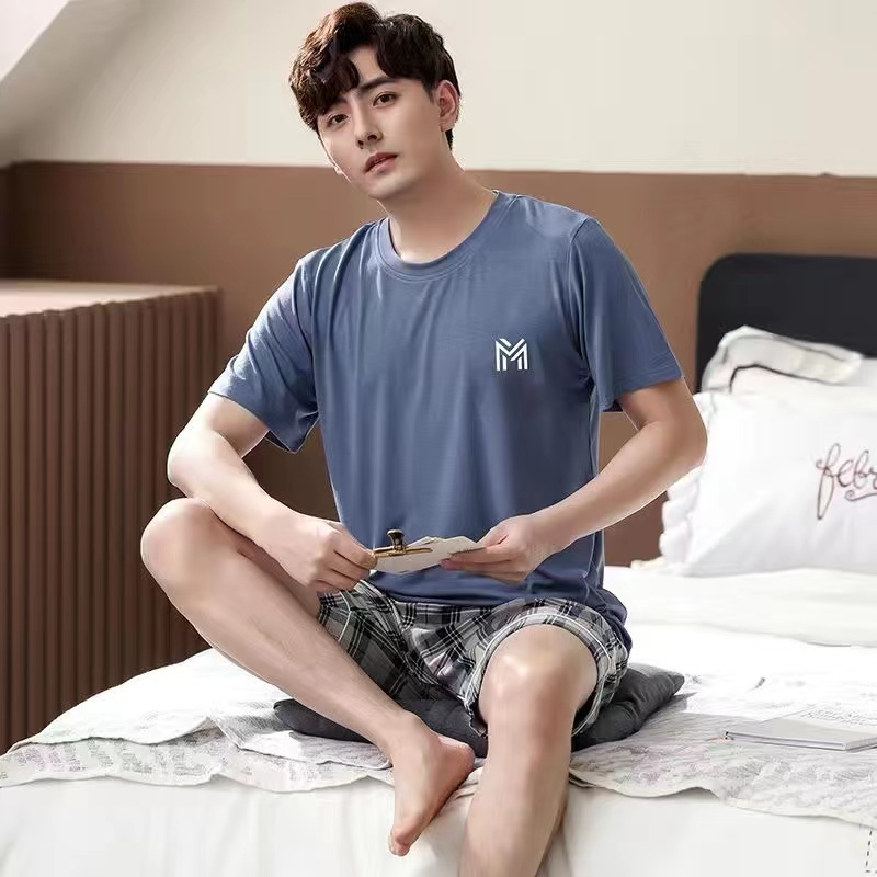 Bộ Đồ Ngủ Tay Ngắn Chất Liệu Cotton Mỏng Thời Trang Mùa Hè Cho Nam Trung Niên