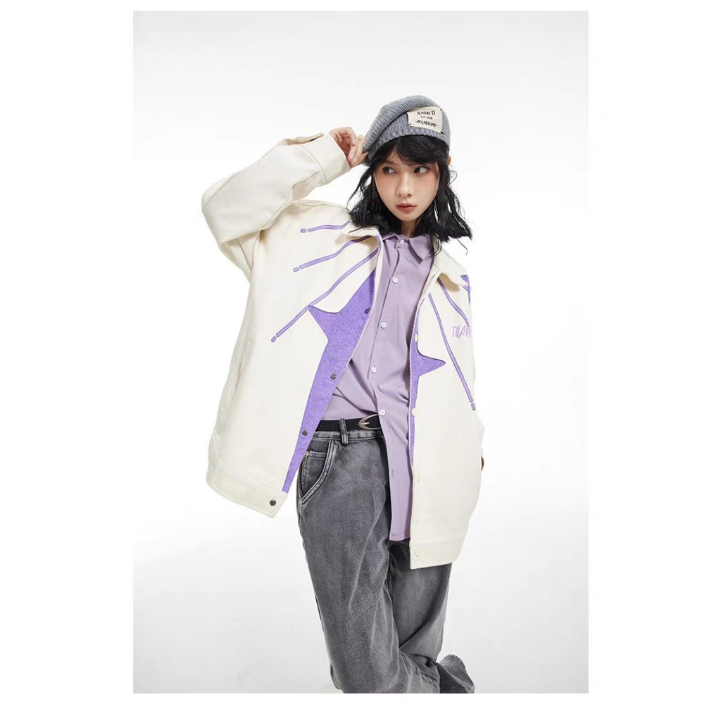 Eershenshi Áo Khoác Dáng Rộng Thêu Hình Bướm Đơn Giản Phong Cách Đường Phố Mỹ Chất Lượng Cao Cho Nam