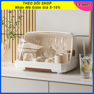 Giá úp ly, cốc, bình sữa có nắp đậy chống bụi - khay úp cốc ráo nước đa năng