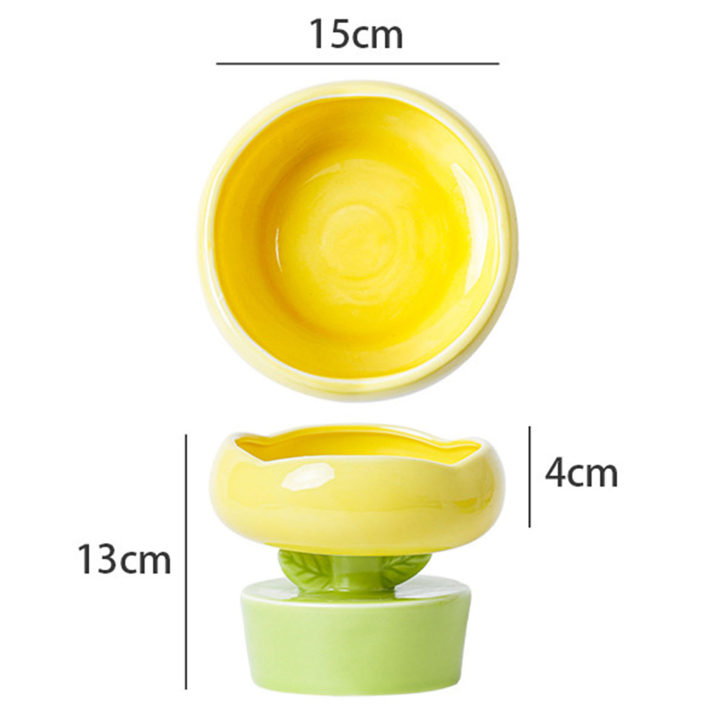 Chén Ăn Cho Mèo - Bát Ăn Cho Chó Mèo Chống Gù Làm Từ Gốm Sứ Hình Hoa Dễ Thương