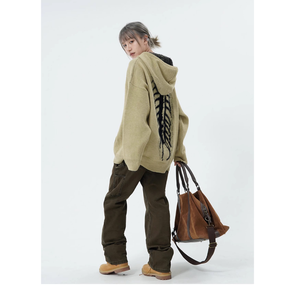 Fine studio Áo sweater Có Mũ Trùm Dáng Rộng Phong Cách Đường Phố Mỹ Thời Trang Thu Đông Dành Cho Nam Nữ