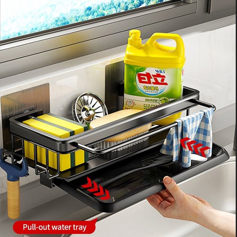 Giá Đựng Xốp Rửa Chén Gắn Tường Có Móc Treo Dính Tiện Dụng Cho Nhà Bếp