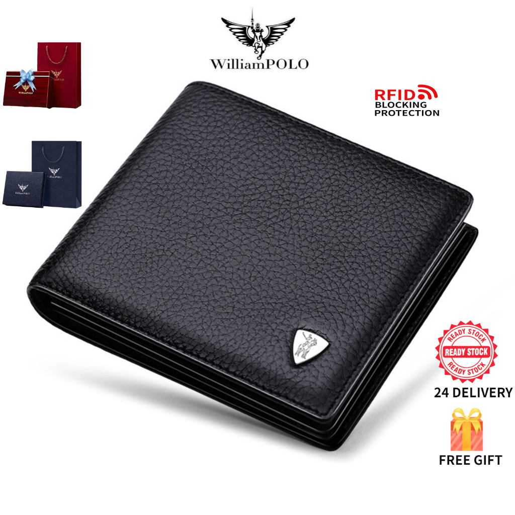Ví nam WilliamPOLO Ví ngắn da bò có thể giữ bằng lái xe ví đa chức năng Men's wallet cowhide short w