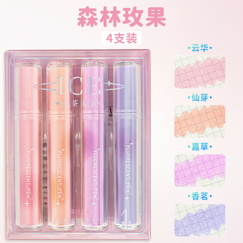 Set 4 Bút Đánh Dấu Ghi Chú Màu Trong Suốt