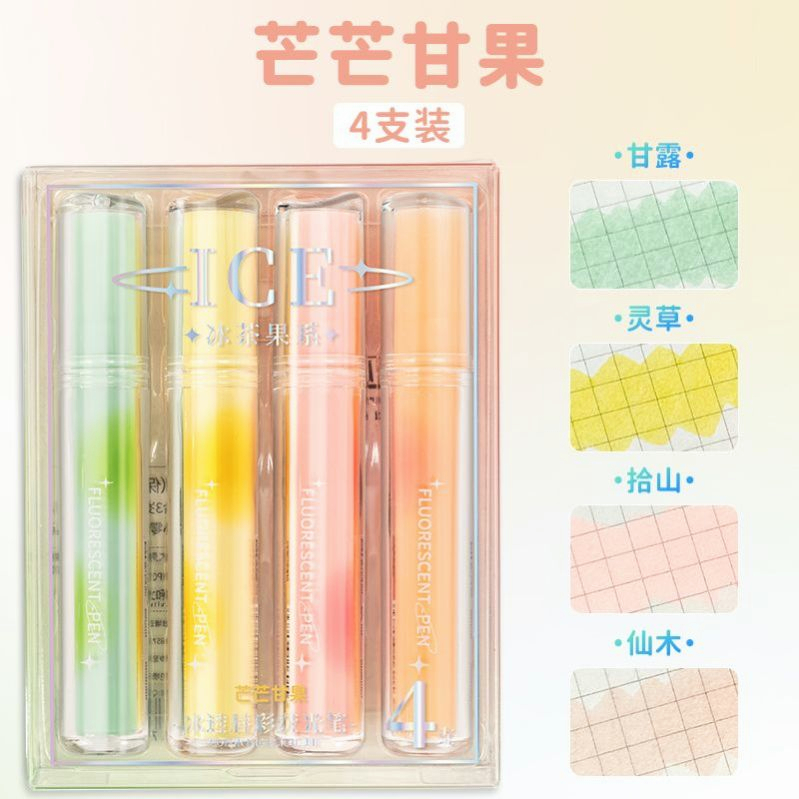 Set 4 Bút Đánh Dấu Ghi Chú Màu Trong Suốt