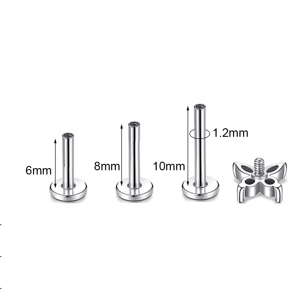 1 Cái Khuyên Tai Thép Không Gỉ 6 / 8 / 10mm Hình Bướm, Môi, Mặt Trăng, Hoa Hồng