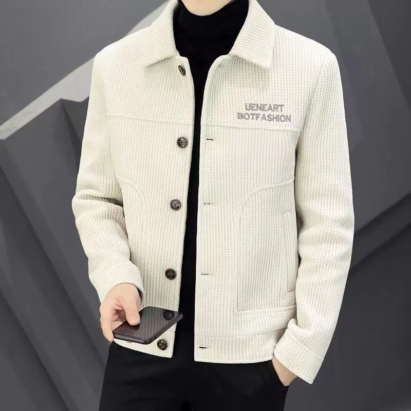 Áo Khoác Len Ôm Dáng Thêu Họa Tiết Thời Trang Thu Đông Mới Cho Nam