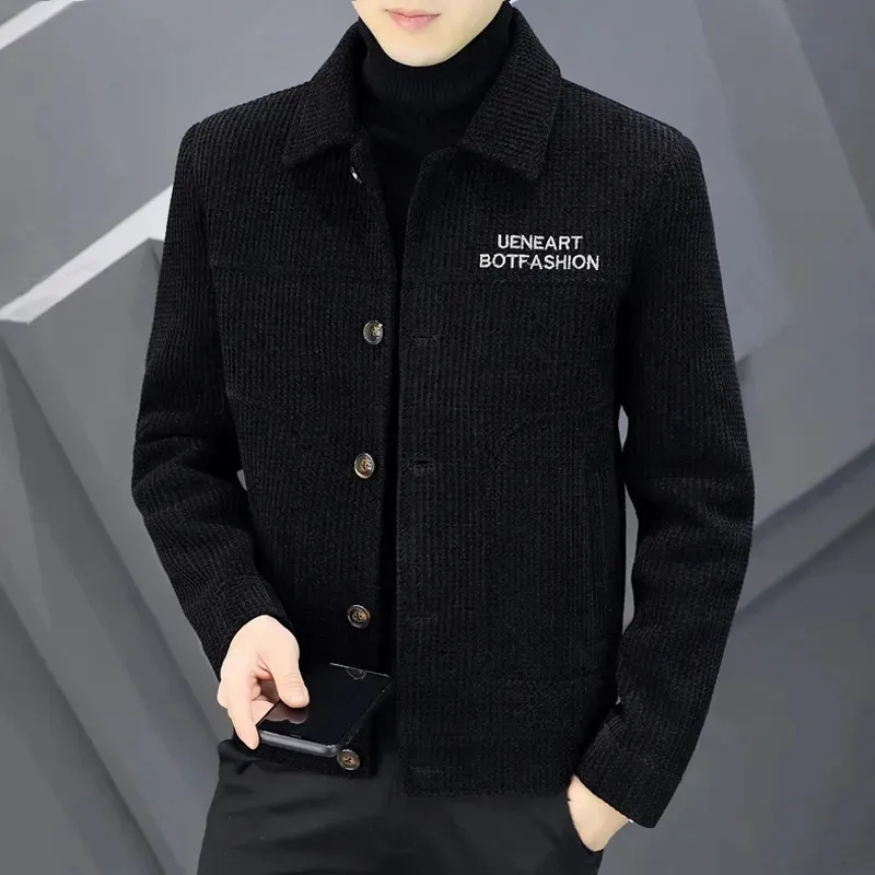 Áo Khoác Len Ôm Dáng Thêu Họa Tiết Thời Trang Thu Đông Mới Cho Nam