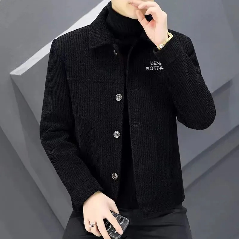 Áo Khoác Len Ôm Dáng Thêu Họa Tiết Thời Trang Thu Đông Mới Cho Nam