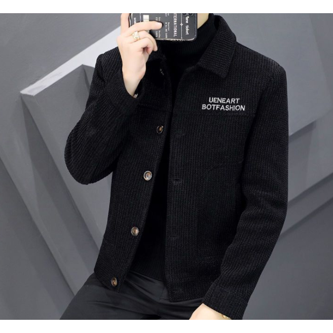 Áo Khoác Len Ôm Dáng Thêu Họa Tiết Thời Trang Thu Đông Mới Cho Nam