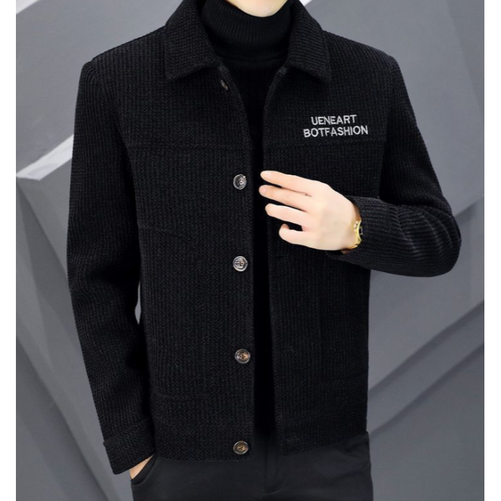 Áo Khoác Len Ôm Dáng Thêu Họa Tiết Thời Trang Thu Đông Mới Cho Nam