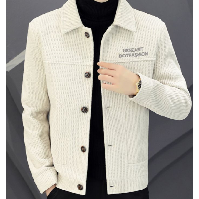 Áo Khoác Len Ôm Dáng Thêu Họa Tiết Thời Trang Thu Đông Mới Cho Nam