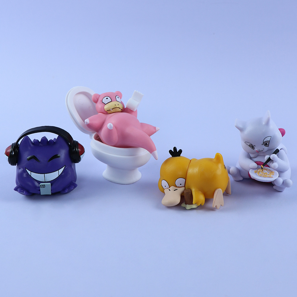 Bộ 4 Mô Hình pokemon gengar psyduck mewtwo flush Nhật Bản Bằng pvc