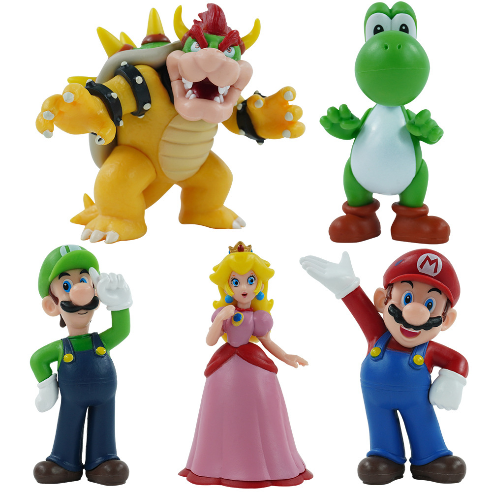 NINTENDO Bộ 3 / 5 / 9.5cm Mô Phỏng Nhân Vật game super mario bros Mô Hình Nhân Vật mario luigi bowser koopa yoshi Bằng pvc