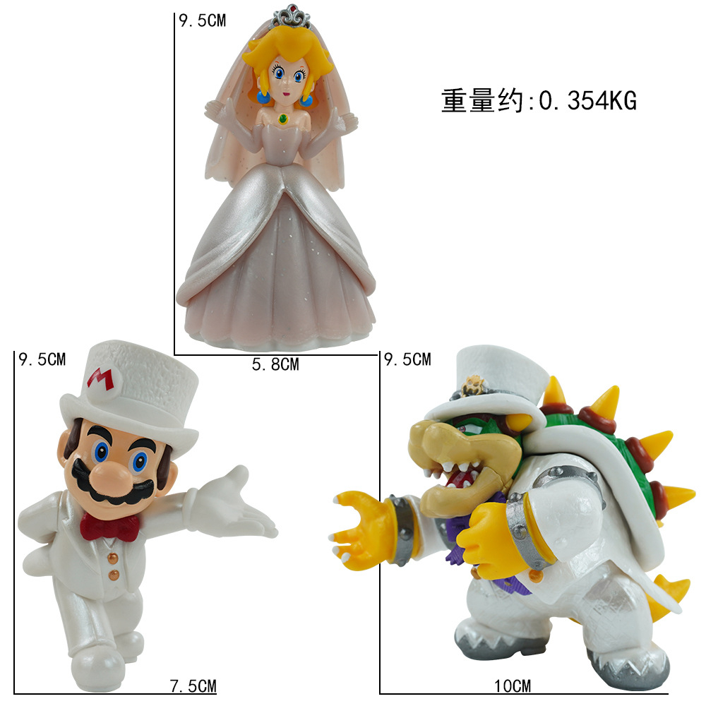 NINTENDO Bộ 3 / 5 / 9.5cm Mô Phỏng Nhân Vật game super mario bros Mô Hình Nhân Vật mario luigi bowser koopa yoshi Bằng pvc