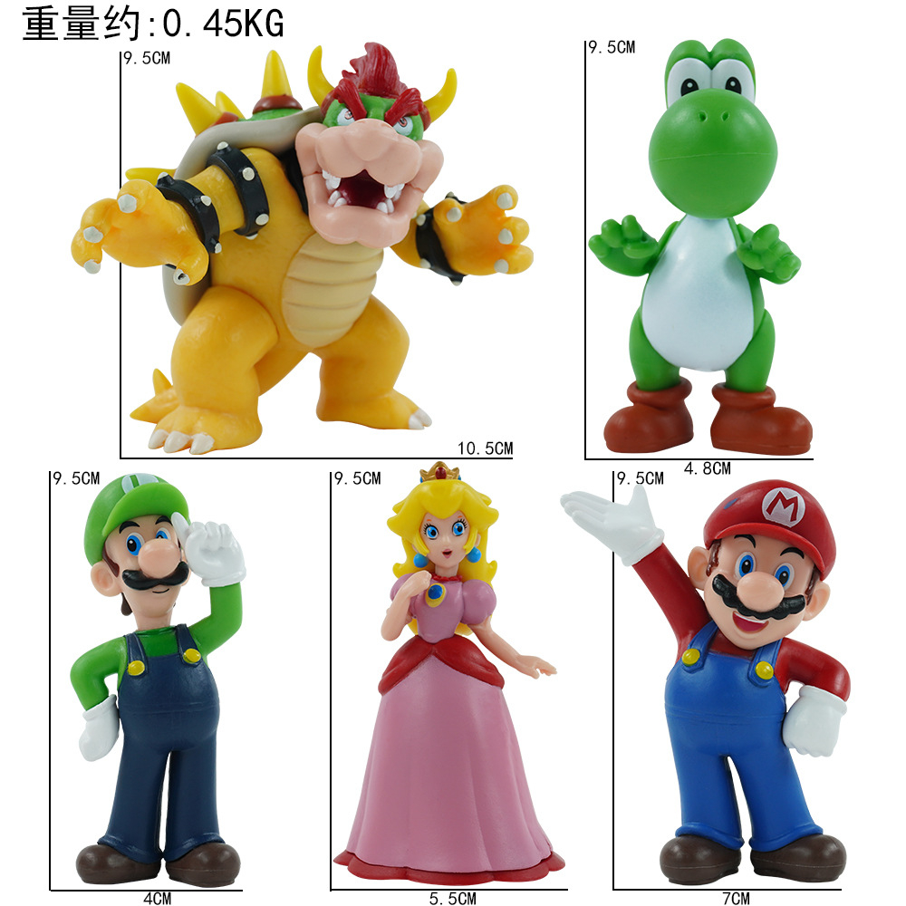 NINTENDO Bộ 3 / 5 / 9.5cm Mô Phỏng Nhân Vật game super mario bros Mô Hình Nhân Vật mario luigi bowser koopa yoshi Bằng pvc