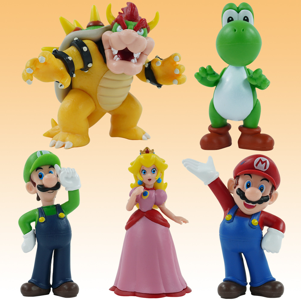 NINTENDO Bộ 3 / 5 / 9.5cm Mô Phỏng Nhân Vật game super mario bros Mô Hình Nhân Vật mario luigi bowser koopa yoshi Bằng pvc