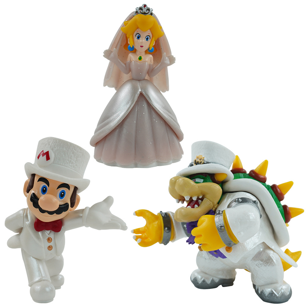 NINTENDO Bộ 3 / 5 / 9.5cm Mô Phỏng Nhân Vật game super mario bros Mô Hình Nhân Vật mario luigi bowser koopa yoshi Bằng pvc