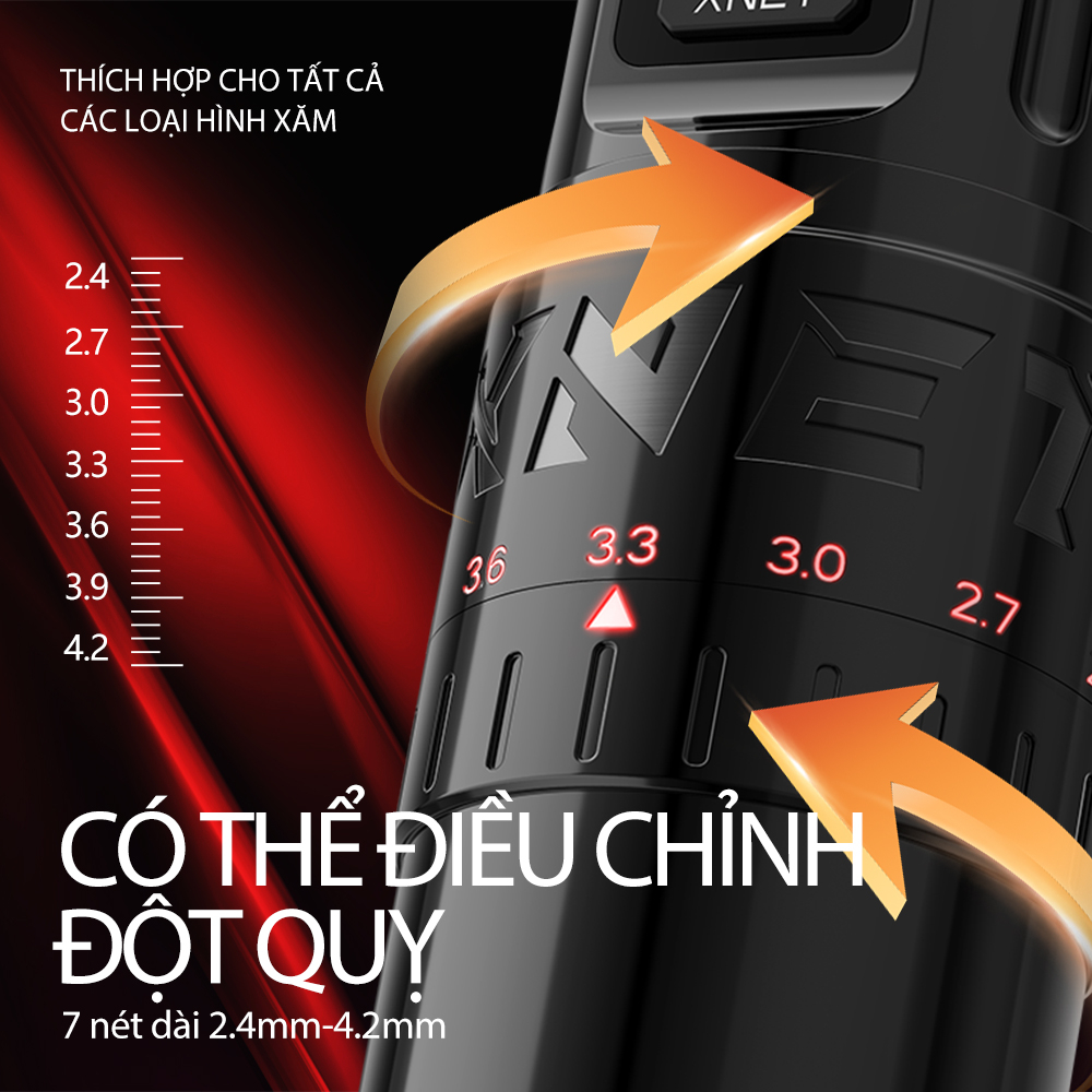 Xnet Máy Xăm Không Dây Chuyên Nghiệp Có Thể Điều Chỉnh Pin 2.4-4.2mm